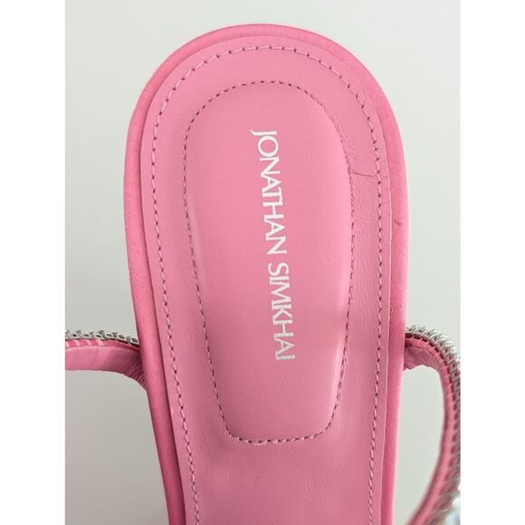 Authentic Jonathan Simkhai Pink Luxon Crystal Harness Sandals Sz 8.5 Party Heels - Picture 7 of 11